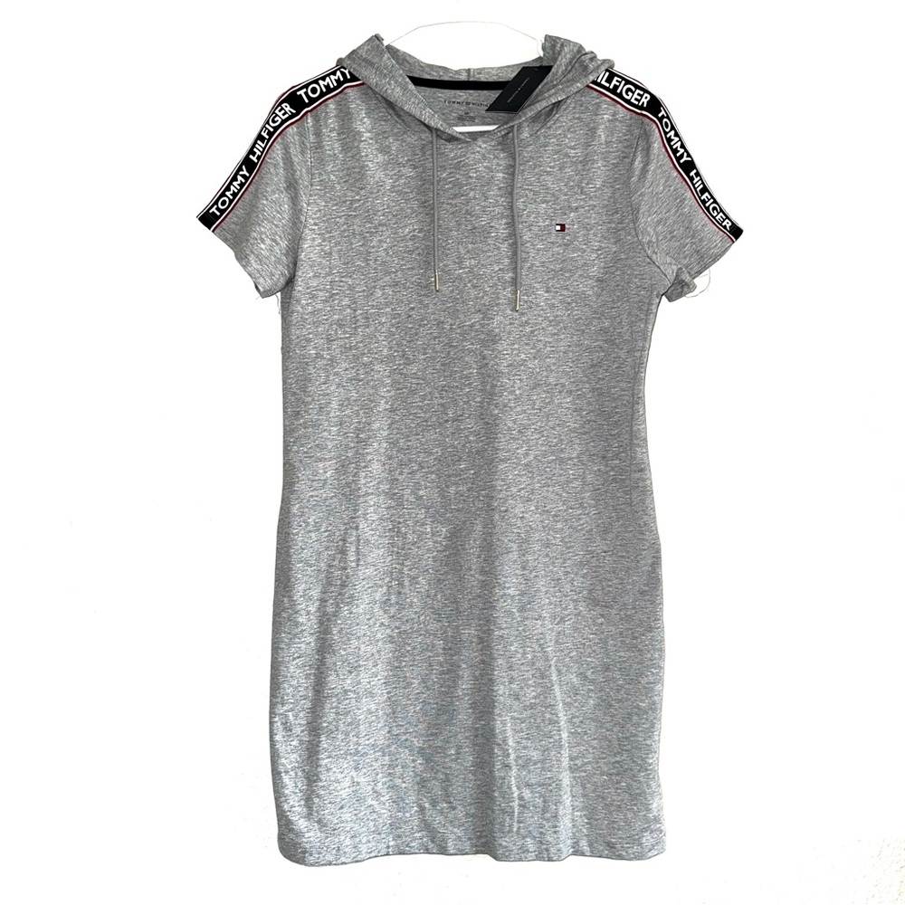 TOMMY HILFIGER Gray Hooded Jersey Dress NWTs, small but would maybe fit a medium